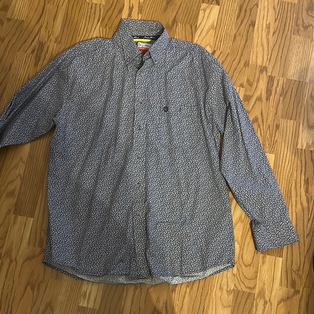 Wrangler Blue Casual Button Down Shirt Classic Fit